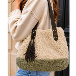 Mila Louise Nicole FR Shopping Bag Faux Fur Kaki Dark