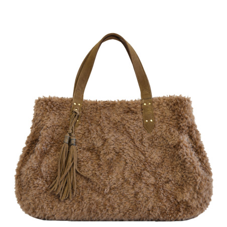 Mila Louise Nicole FR Shopping Bag Faux Fur Ochre