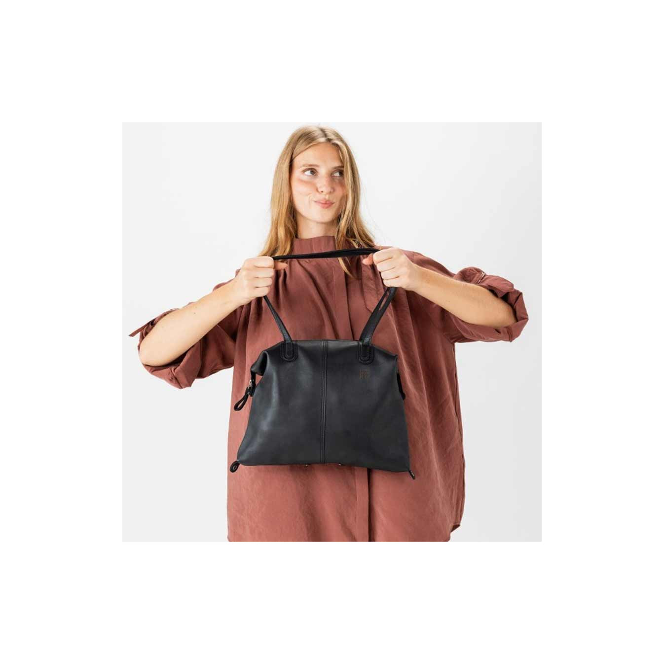 Biba Hooper Sac Shopping Modulable En Cuir HOP1L Negro