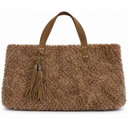 Mila Louise Nicole FR Shopping Bag Faux Fur Ochre