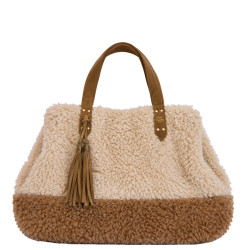 Mila Louise Nicole FR Shopping Bag Faux Fur Ocre Dark