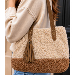 Mila Louise Nicole FR Shopping Bag Faux Fur Ocre Dark