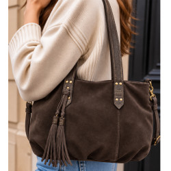 Mila Louise Nicole XS VX Petit Sac Shopping Côté Brillant Gris Dark porté