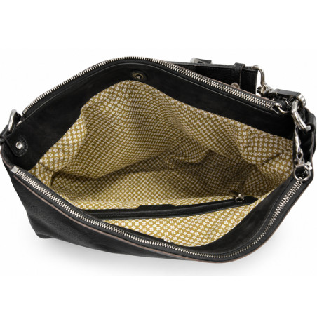 Mila Louise Noeli CC Besace En Cuir Grainé Noir  ouvert