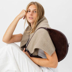 Biba Loa Drawstring Bag in Leather LAA1L Dark Brown