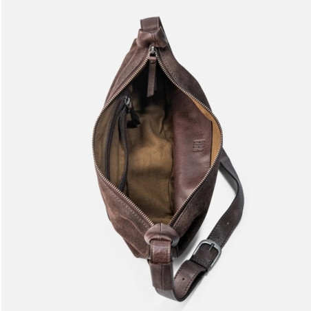 Biba Loa Drawstring Bag in Leather LAA1L Dark Brown