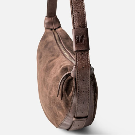 Biba Loa Drawstring Bag in Leather LAA1L Dark Brown
