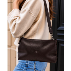 Mila Louise Noeli CC Besace En Cuir Grainé Brun
