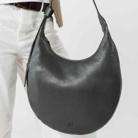 Biba Ludlow Hobo Bag in Washed Calfskin Leather LUW1L Anthracite