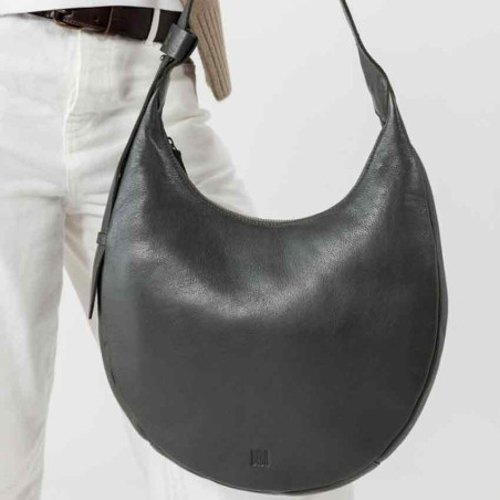 Biba Ludlow Hobo Bag in Washed Calfskin Leather LUW1L Anthracite