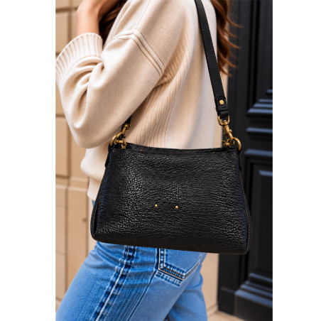 Mila Louise Noeli XS E1 Petit Sac Besace En Cuir Grainé Noir