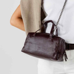Biba Meredith Bowling Bag and Shoulder Bag in Leather MED1L Bordeaux