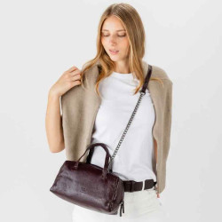 Biba Meredith Bowling Bag and Shoulder Bag in Leather MED1L Bordeaux