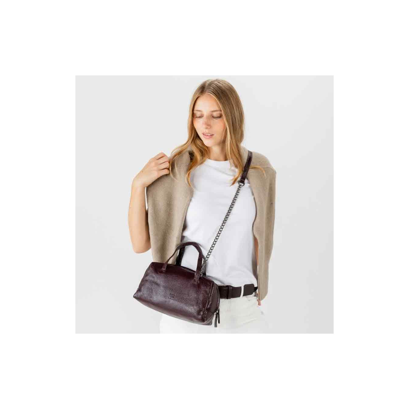 Biba Meredith Bowling Bag and Shoulder Bag in Leather MED1L Bordeaux
