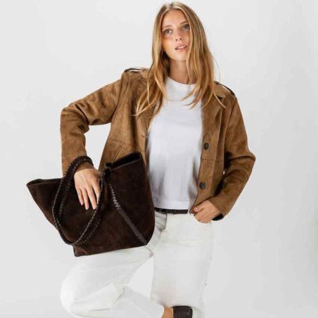 Biba Narrows Leather Shopper Bag NAW1L Dark Brown