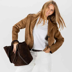 Biba Narrows Leather Shopper Bag NAW1L Dark Brown