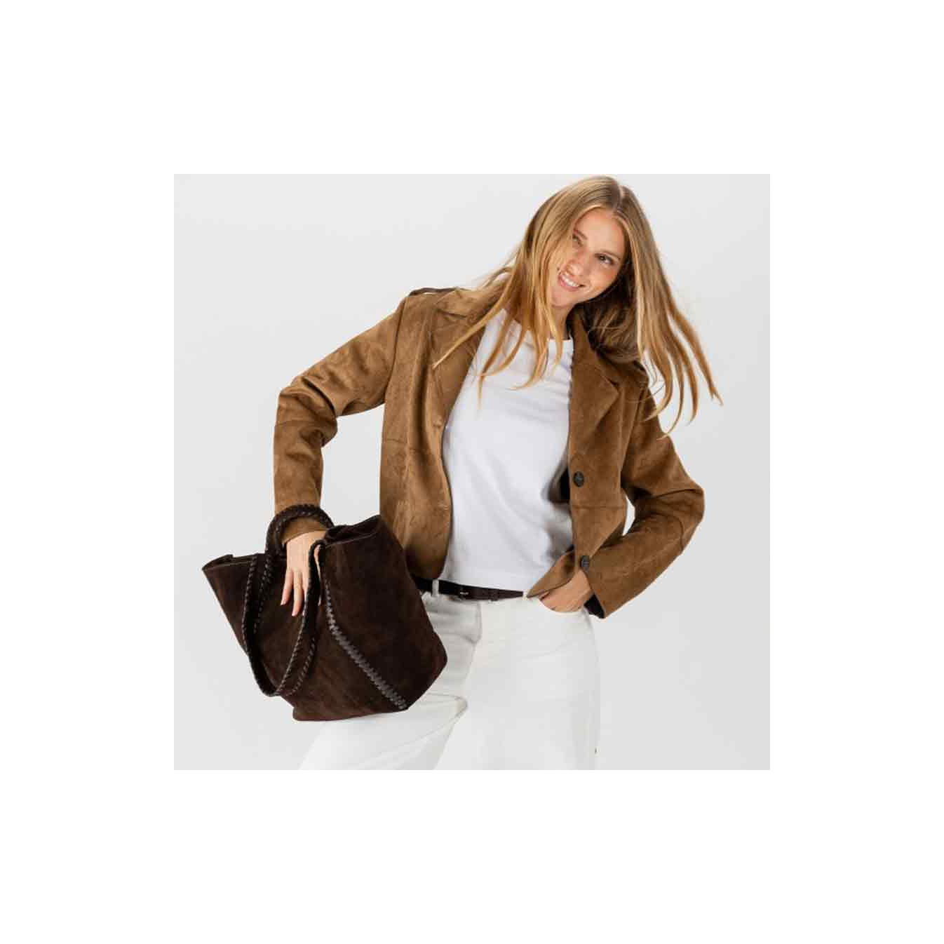 Biba Narrows Leather Shopper Bag NAW1L Dark Brown