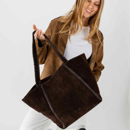 Biba Narrows Leather Shopper Bag NAW1L Dark Brown