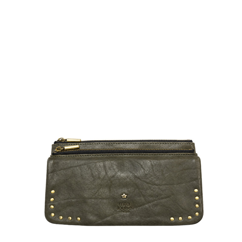 Mila Louise Odie L CC CL Wallet in Saddle Leather Khaki