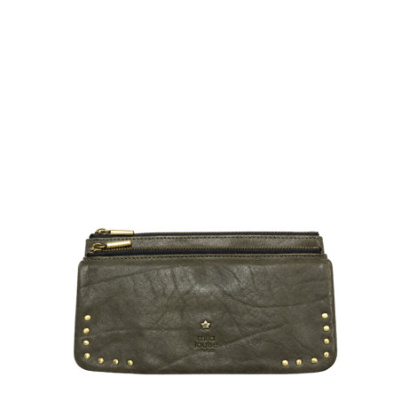 Mila Louise Odie L CC CL Portefeuille En Cuir De Vachette Kaki