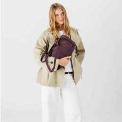 Biba New Blaine Shoulder Bag in Velvet Leather NEL1L Bordeaux