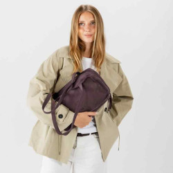 Biba New Blaine Shoulder Bag in Velvet Leather NEL1L Bordeaux