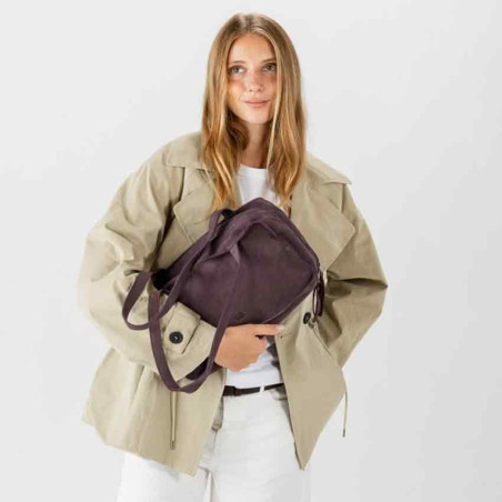 Biba New Blaine Shoulder Bag in Velvet Leather NEL1L Bordeaux