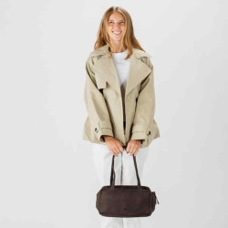 Biba New Blaine Shoulder Bag in Nubuck Leather NEL1L Dark Brown