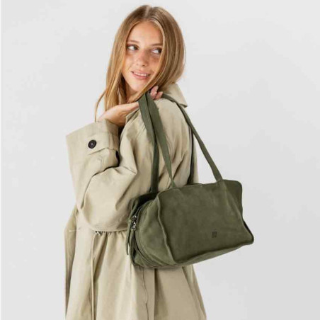 Biba New Blaine Shoulder Bag in Velvet Leather NEL1L Verde
