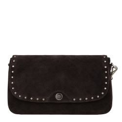 Mila Louise Odile VC Crossbody Leather Bag & Stud Details Brun Dark