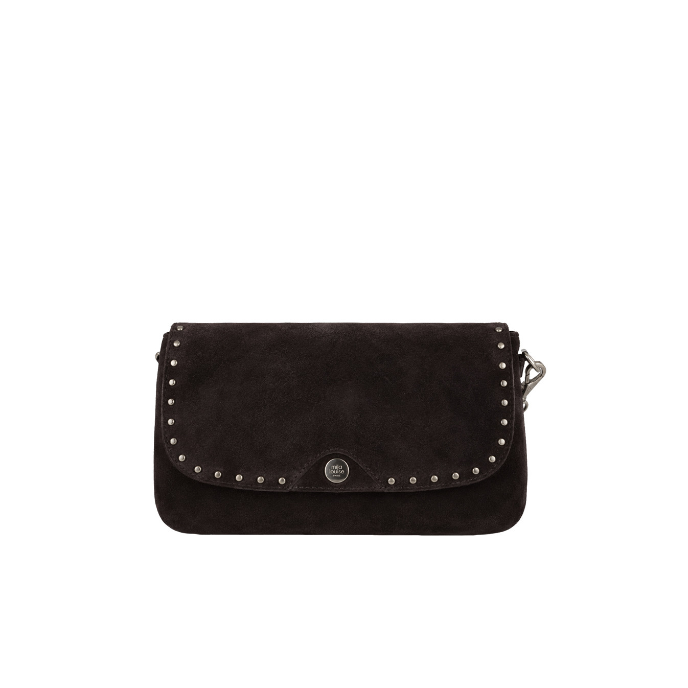 Mila Louise Odile VC Sac Porté Travers En Cuir & Détails Cloutés Brun Dark