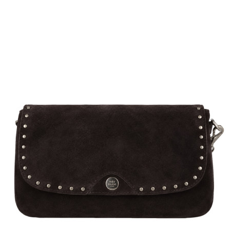 Mila Louise Odile VC Sac Porté Travers En Cuir & Détails Cloutés Brun Dark