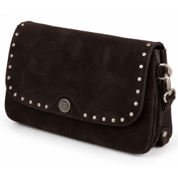 Mila Louise Odile VC Crossbody Leather Bag & Stud Details Brun Dark