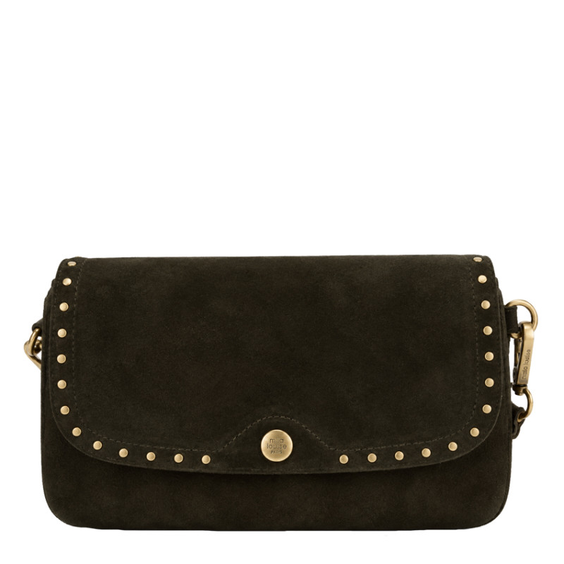 Mila Louise Odile VC Sac Porté Travers En Cuir & Détails Cloutés Kaki