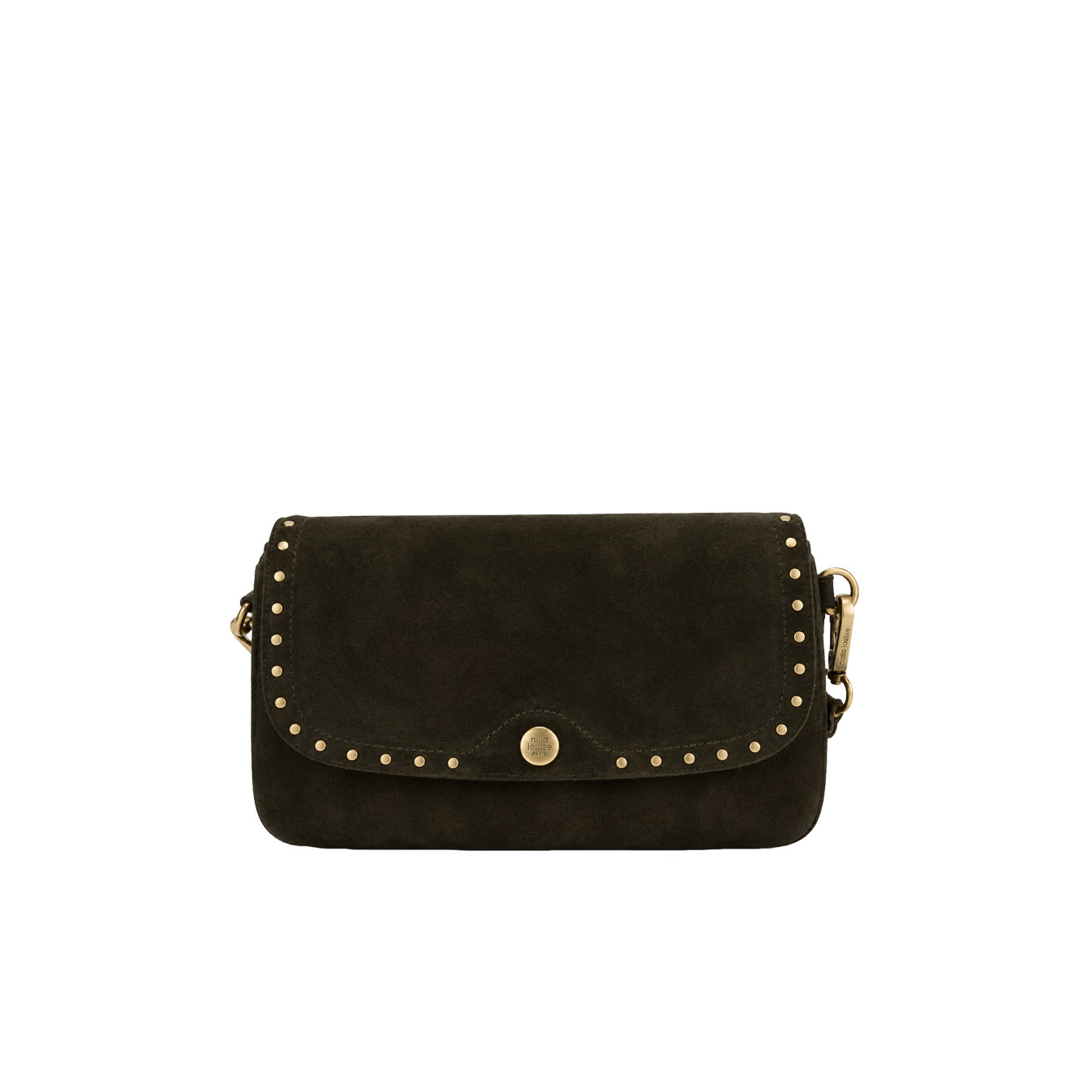 Mila Louise Odile VC Sac Porté Travers En Cuir & Détails Cloutés Kaki