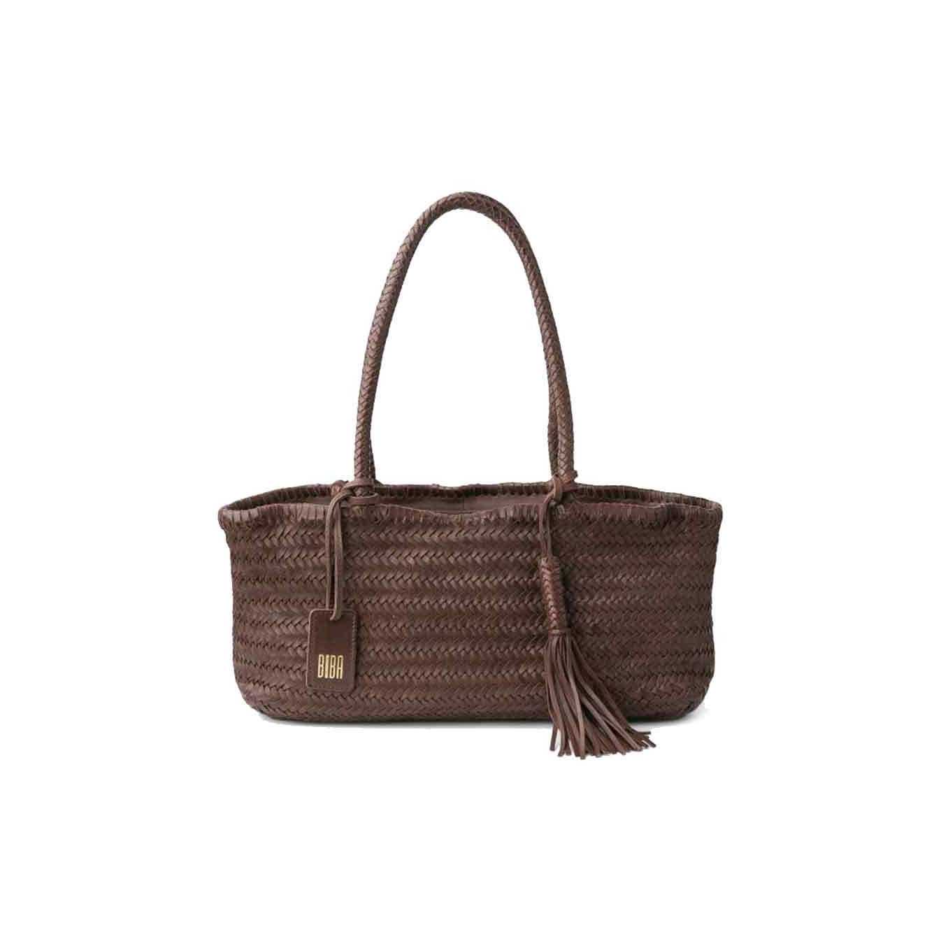 Biba Perkins Woven Leather Tote Bag PER10L Tan