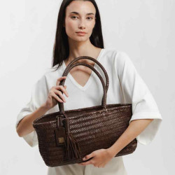 Biba Perkins Woven Leather Tote Bag PER10L Tan