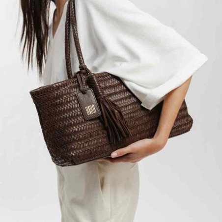 Biba Perkins Woven Leather Tote Bag PER10L Tan