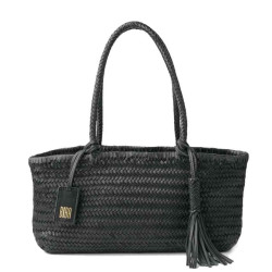 Biba Perkins Woven Leather Tote Bag PER10L Negro