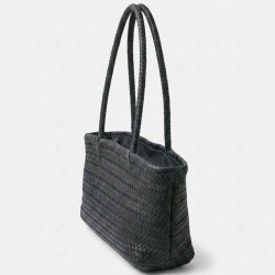 Biba Perkins Woven Leather Tote Bag PER10L Negro