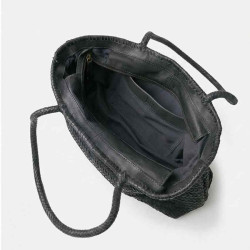 Biba Perkins Woven Leather Tote Bag PER10L Negro