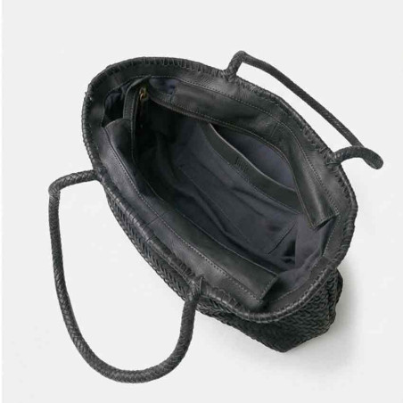 Biba Perkins Woven Leather Tote Bag PER10L Negro