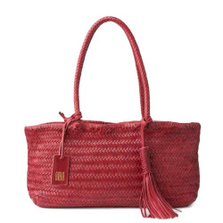 Biba Perkins Woven Leather Tote Bag PER10L Rojo