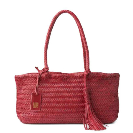 Biba Perkins Sac Cabas Baguette Cuir Tressé PER10L Rojo