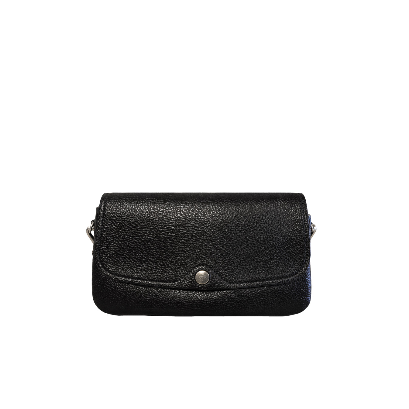 Mila Louise Odile CC Crossbody Bag in Black Grained Leather