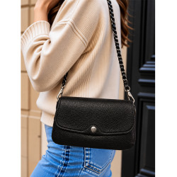 Mila Louise Odile CC Crossbody Bag in Black Grained Leather