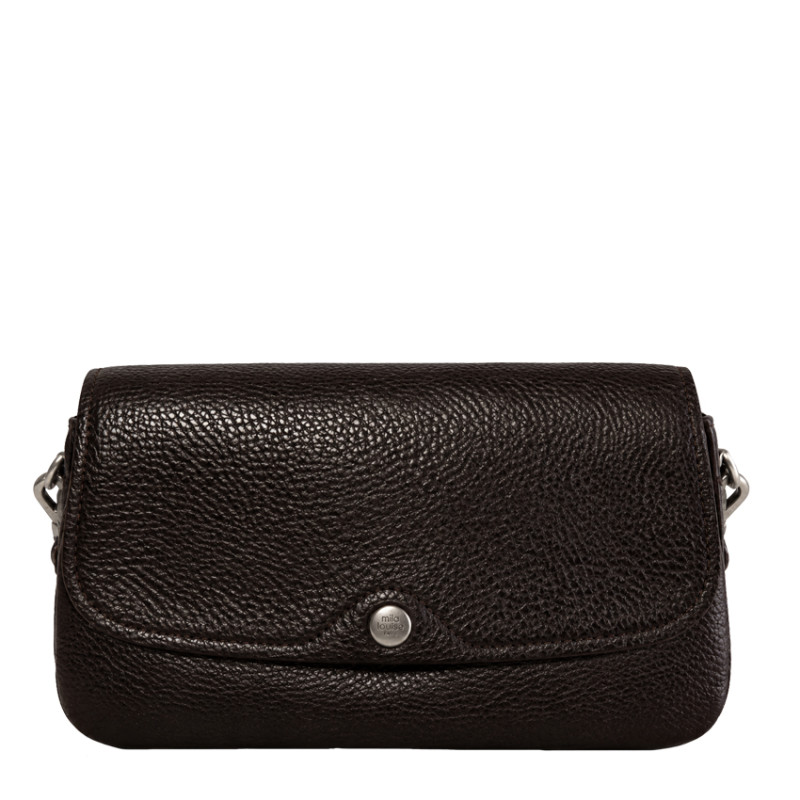 Mila Louise Odile CC Crossbody Bag in Brown Grained Leather