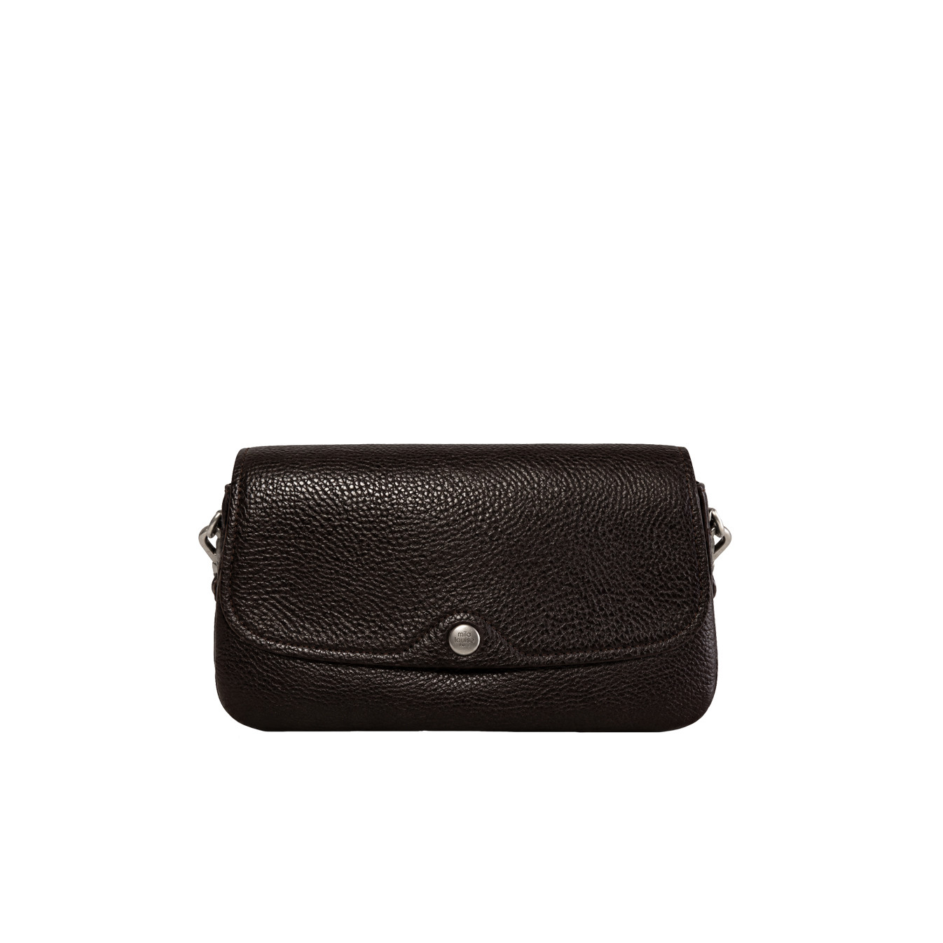 Mila Louise Odile CC Crossbody Bag in Brown Grained Leather