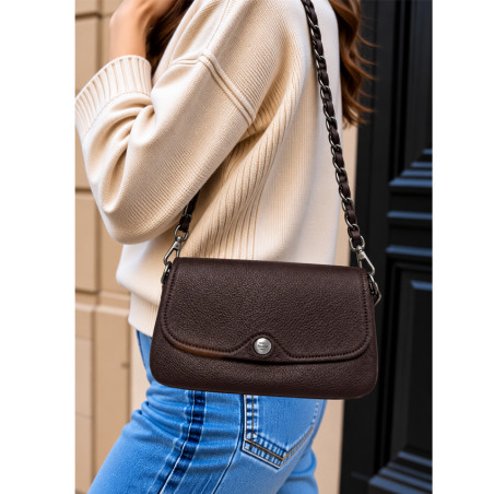Mila Louise Odile CC Sac Porté Travers En Cuir Grainé Rouge porté