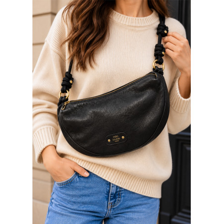 Mila Louise Ove GR Grand Sac Banane Brillant Noir